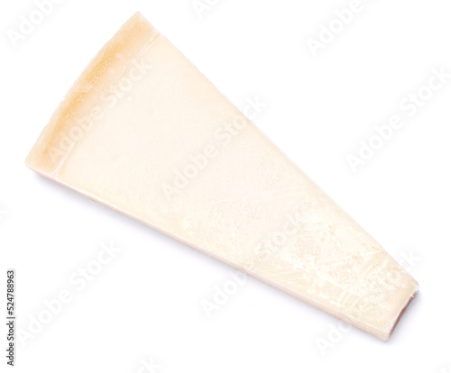 Piece of parmesan cheese isolated on white background