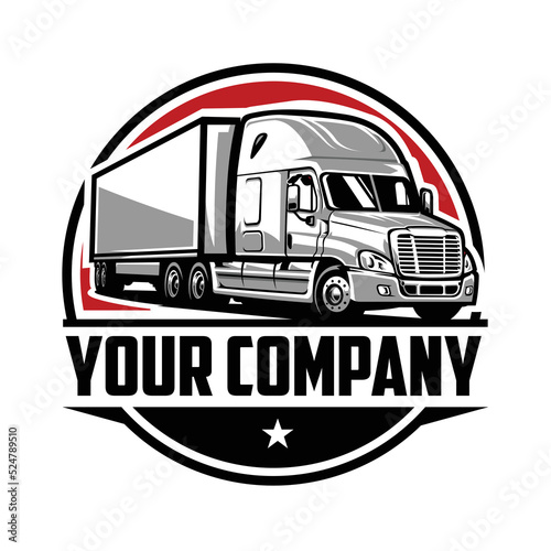 Semi truck logo. Trucking company logo. Premium logo vector isolated