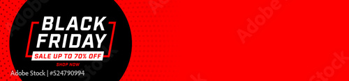 Black Friday online sale up to 70 percent off red banner