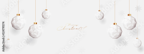 Merry Christmas and Happy New Year.Christmas decoration. Christmas ball, baubles made from Low polygon model