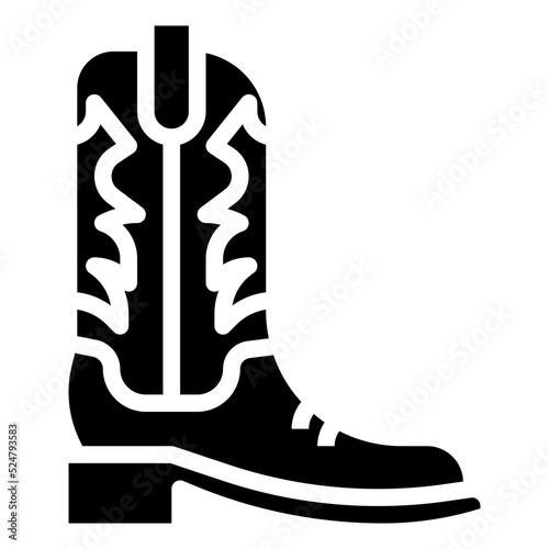 cowboy boots glyph icon photo