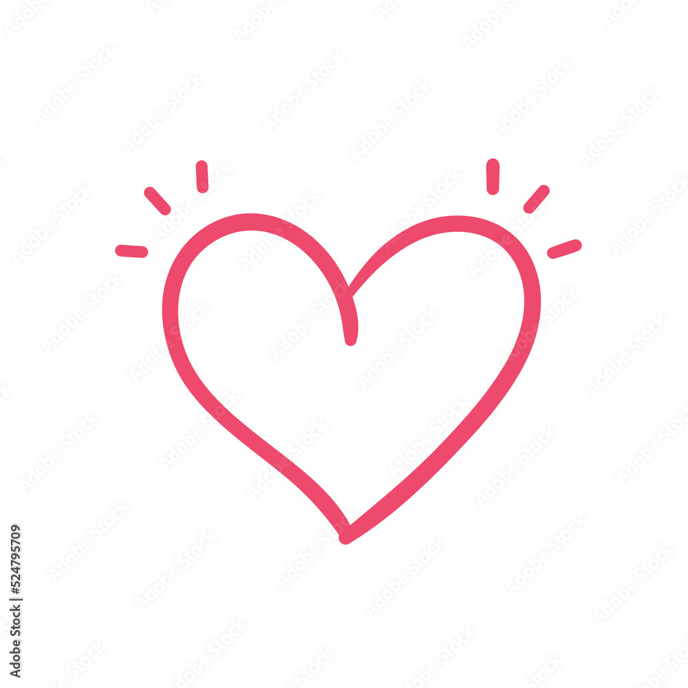 Hand drawn heart line. red heart love on valentines day Hand drawn heart line. red heart love on valentines day
