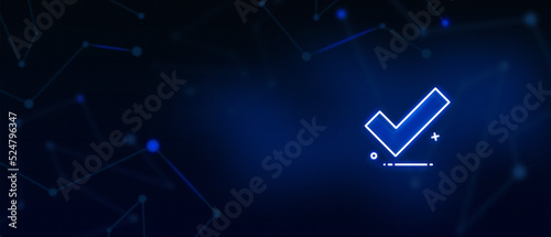 Correct, Agreement, Tick mark, Right icon, positive, vote, Technology background