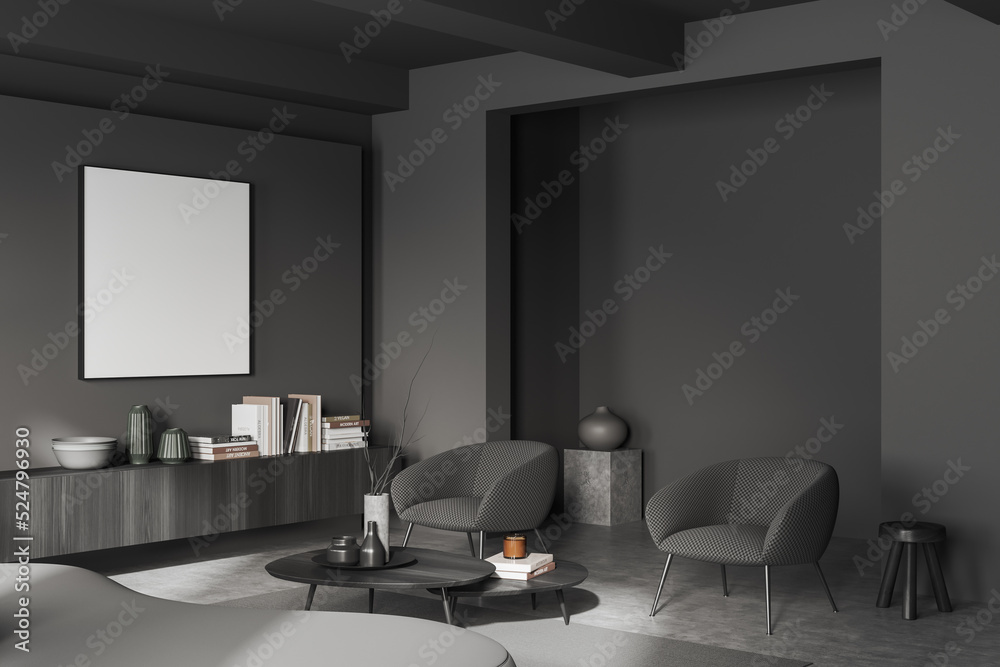 Obraz premium Meeting room interior with chairs and decoration, drawer and mockup frame