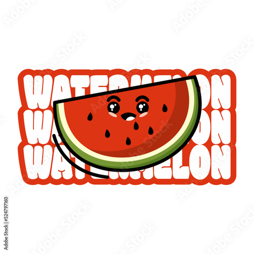 cute watermelon vector design suitable to be made as a t-shirt design and printed on various media