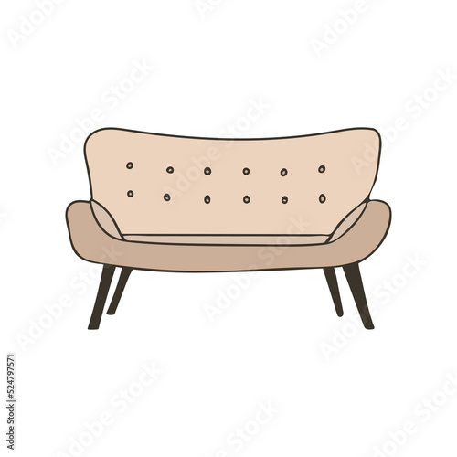 Sofa colorful doodle illustration in vector. Sofa colorful icon in vector. Colorful illustration of doodle sofa in vector © GulArt