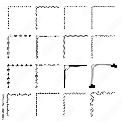 illustration vector corner clipart, set corner. hand drawn. isolated background.