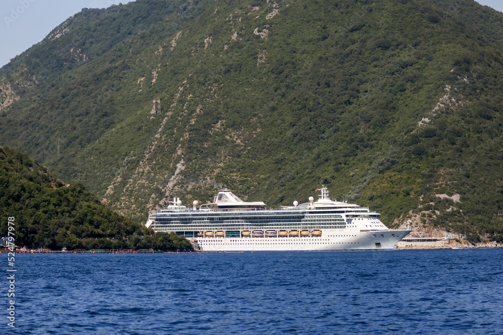 Cruise ships anchored in Kotor Bay Montenegro
