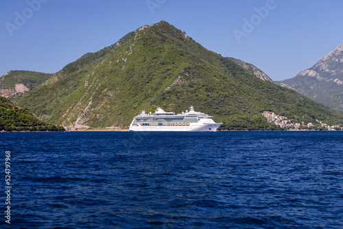 Cruise ships anchored in Kotor Bay Montenegro 