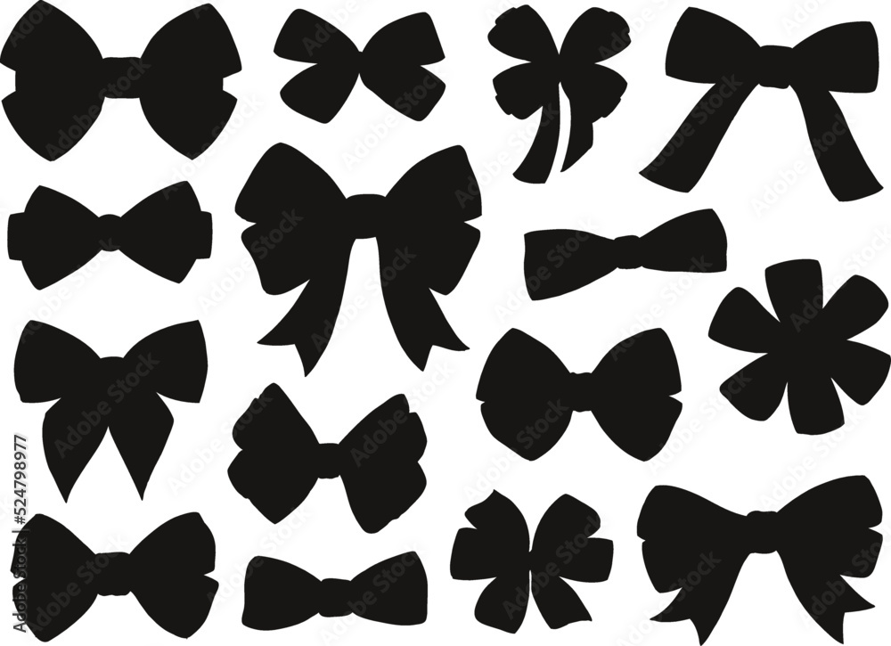 Hand drawn bow fashion tie bows isolated Vector Silhouettes Hand drawn bow fashion tie bows isolated Vector Silhouettes
