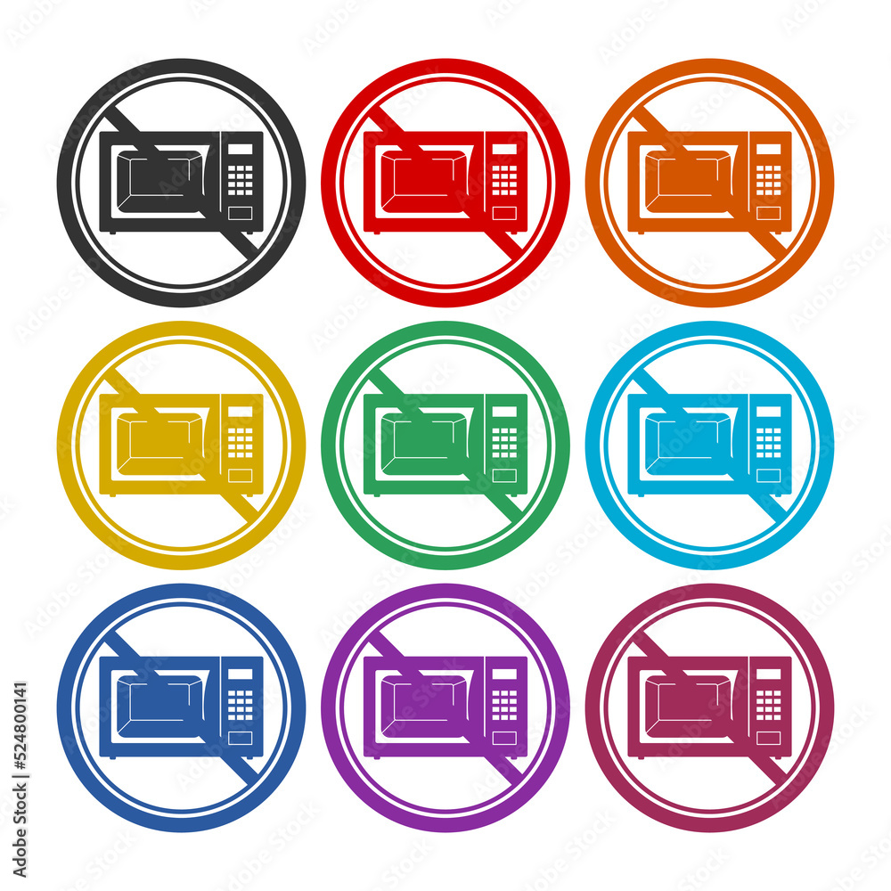 No microwave icon. Set icons colorful No microwave icon. Set icons colorful