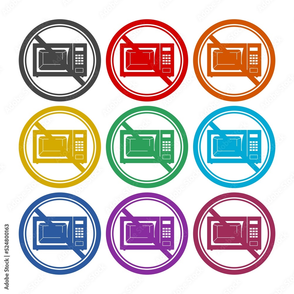 No microwave icon. Set icons colorful