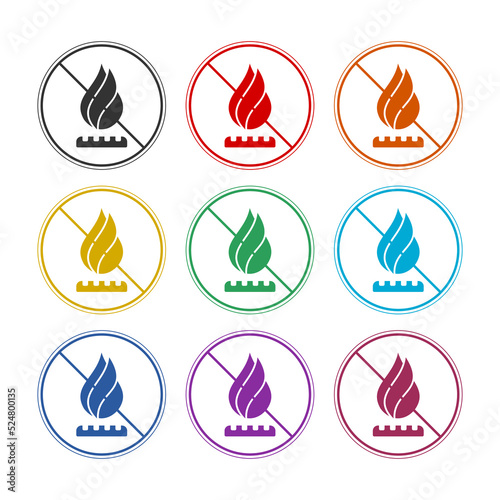 No Gas Burner icon. Set icons colorful