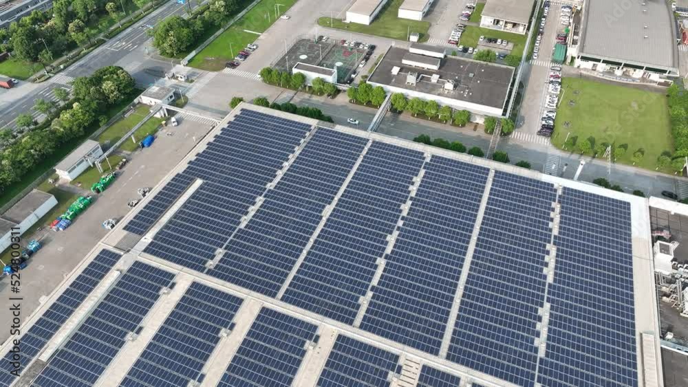 solar panels on factory rooftop