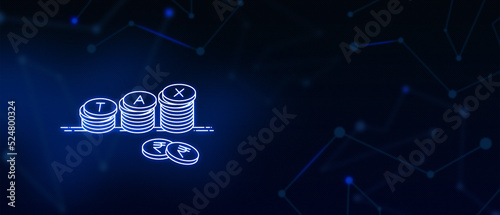 TAX, Financial year budget, Business, Income tax, Value added tax, Goods and Service Tax, GST,  Indian Currency, money, coins, accounts, background