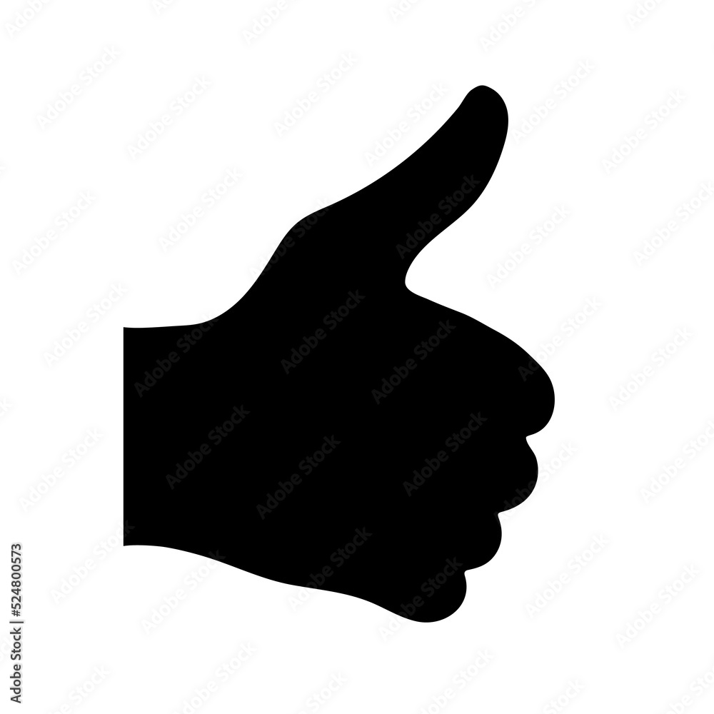 Black silhouette of the hand with the thumb raised up on a white background. Easily scalable vector illustration, isolated. Black silhouette of the hand with the thumb raised up on a white background. Easily scalable vector illustration, isolated.