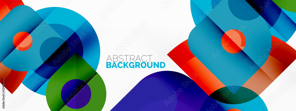 Colorful round shapes, circles and triangles background. Minimal geometric template for wallpaper, banner, presentation Colorful round shapes, circles and triangles background. Minimal geometric template for wallpaper, banner, presentation