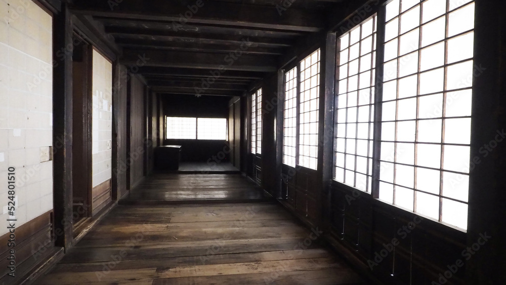 Old Japanese wooden house  and paper sliding door