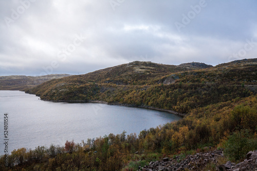 Rocky Mountain in autumn season, Terabiska, Murmansk, Russia