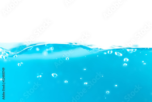 Water surface side view with bubbles and waves in the isolated background.