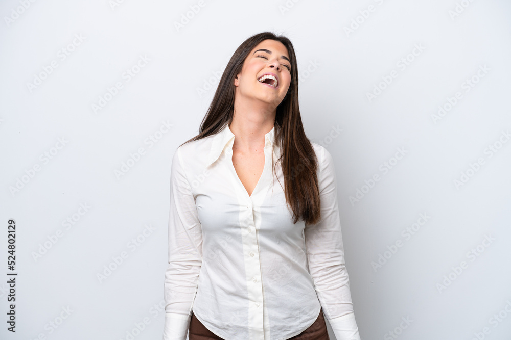 Young Brazilian woman isolated on white background laughing Young Brazilian woman isolated on white background laughing