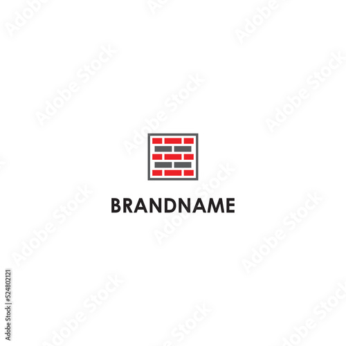 simple brick on square logo vector