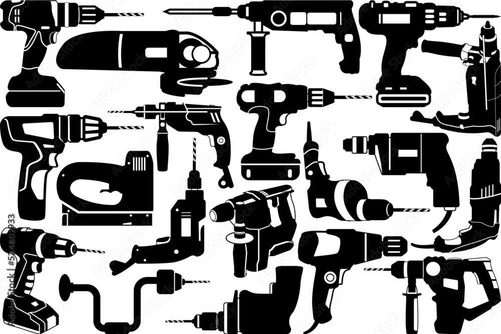 Vetor do Stock: Machine Drill SVG, Drill Silhouette, Mechanical Tools ...