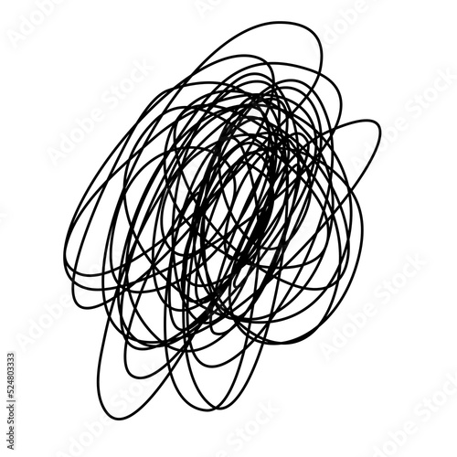 Chaotically tangled line. Unravels chaos and mess difficult situation. Psychotherapy concept of solving problems is easy. One continuous line drawing. Hand drawn vector illustrations isolated