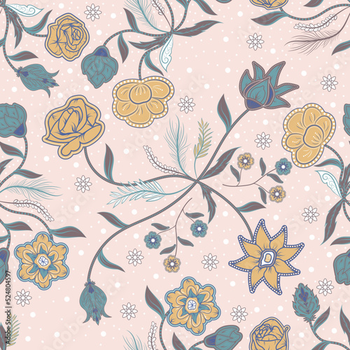 pastel color abstract floral batik pattern design