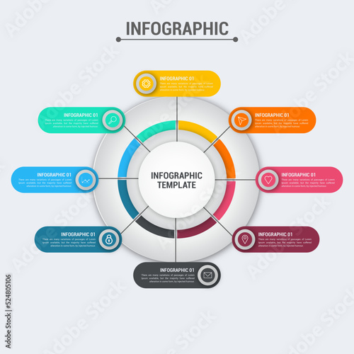 Editable Flat Circular Diagram Infographic Illustration