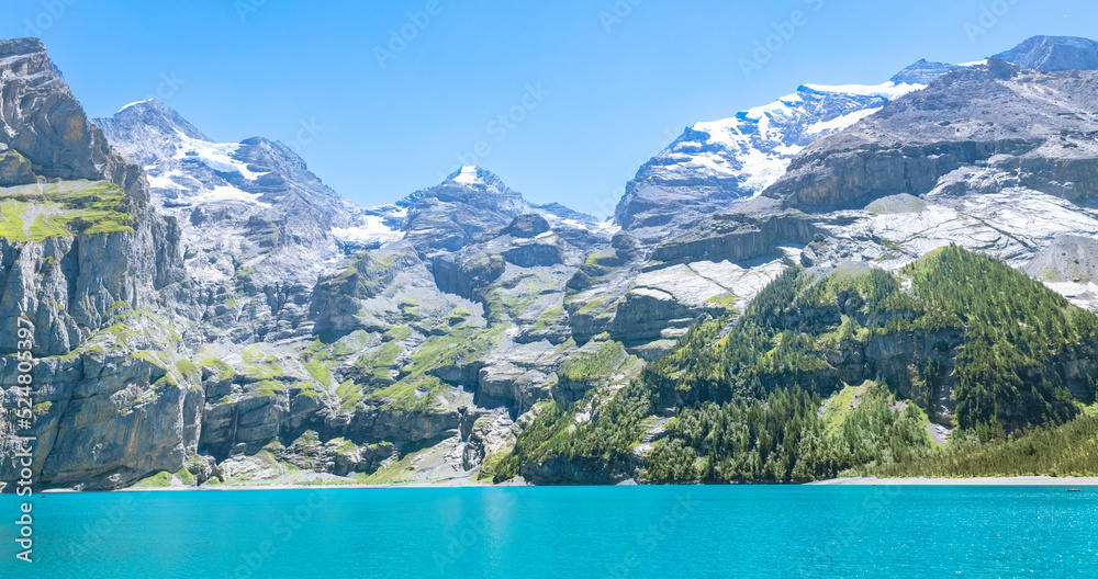 amazing turquoise lake and alpine mountain