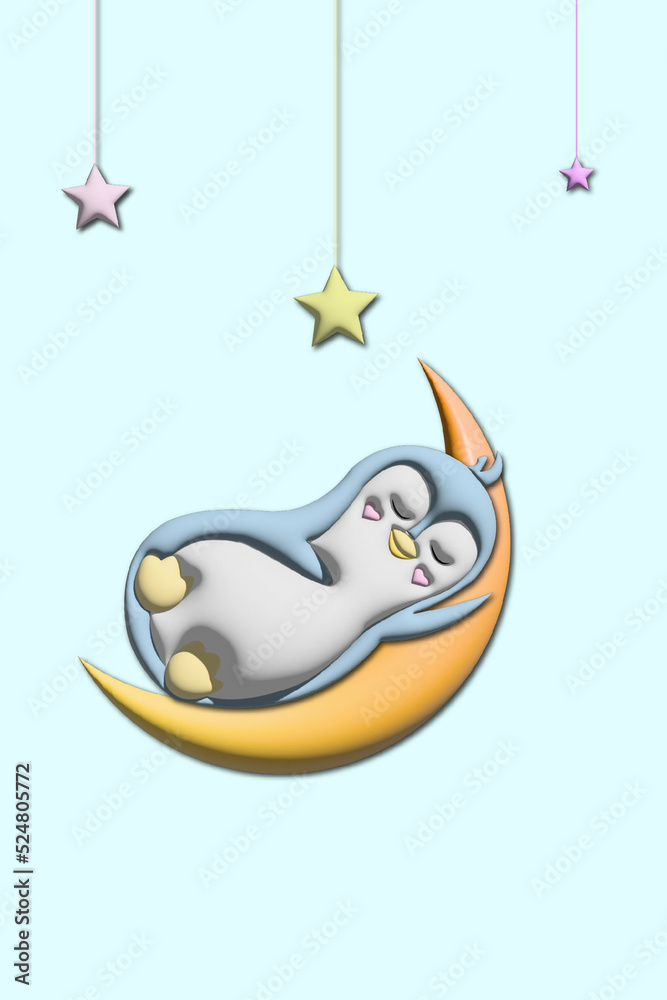 Fototapeta premium good night penguin illustration