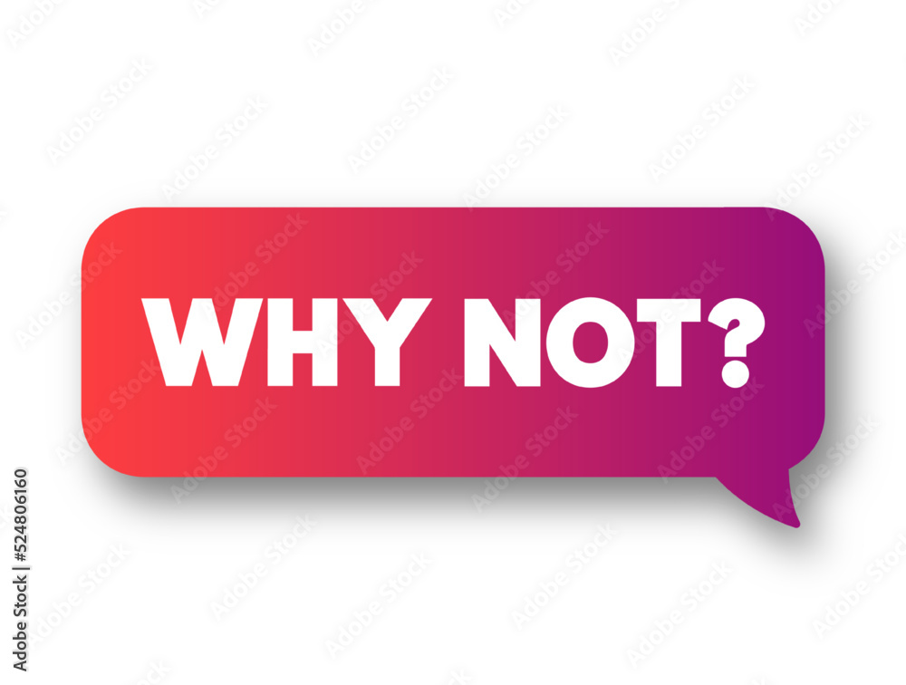 Why Not question text message bubble, concept background Why Not question text message bubble, concept background
