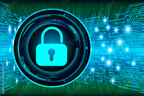Closed Padlock on digital background, cyber security