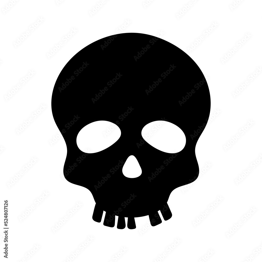 Skull silhouette, isolated on white background. Vector illustration, traditional Halloween decorative element. Halloween silhouette black skull - for design, decor and cricut.