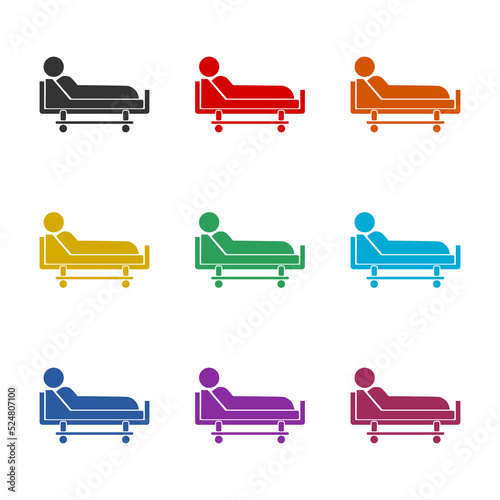 Hospital bed, medical room icon. Set icons colorful