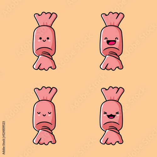 vector illustration of cute candy emoji