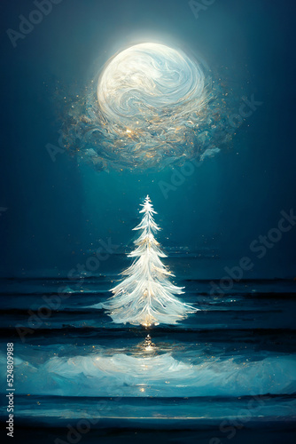 Fototapeta magic christmas tree made of moonlight