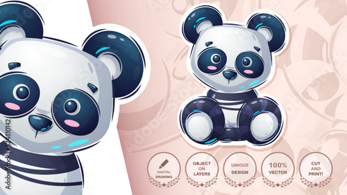 Cute teddy panda - funny sticker