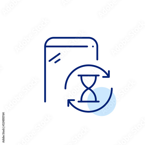 Screen time limit on smartphone. Pixel perfect, editable stroke line art icon