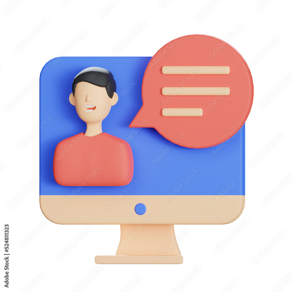 online chatting 3d icon illustration online chatting 3d icon illustration