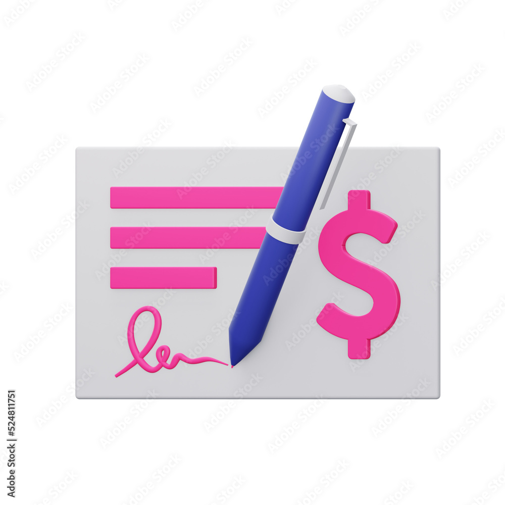 cheque 3d icon illustration