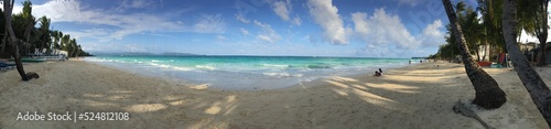 Panoramic view of a tropical white sand beach