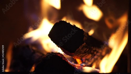 fire in a fireplace of a sauna
