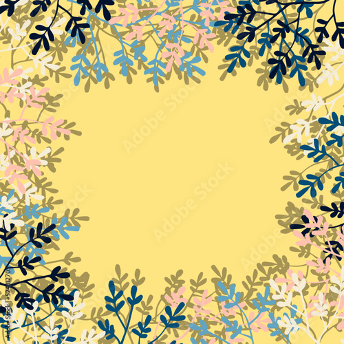 branches with colorful leaves frame vector background