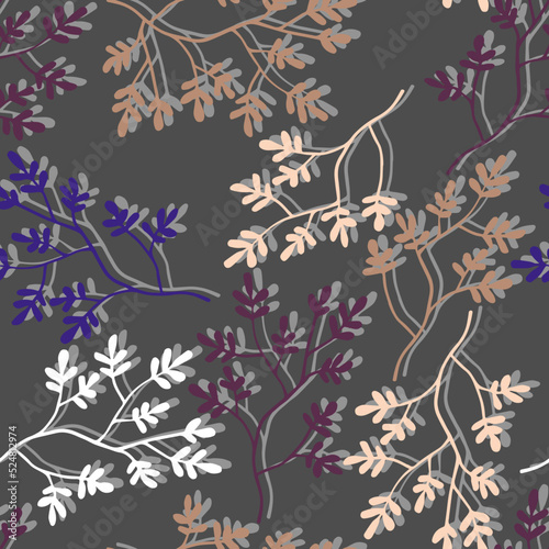 branches with colorful leaves vector seamless pattern