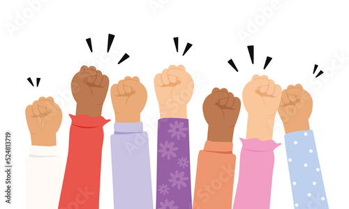 hand symbol of freedom, power of woman, sign of liberty, cheers up concept