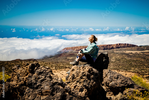 woman hiking in El Teide national park Tenerife