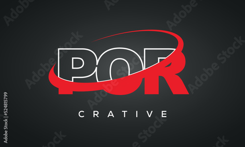 POR letters typography monogram logo , creative modern logo icon with 360 symbol