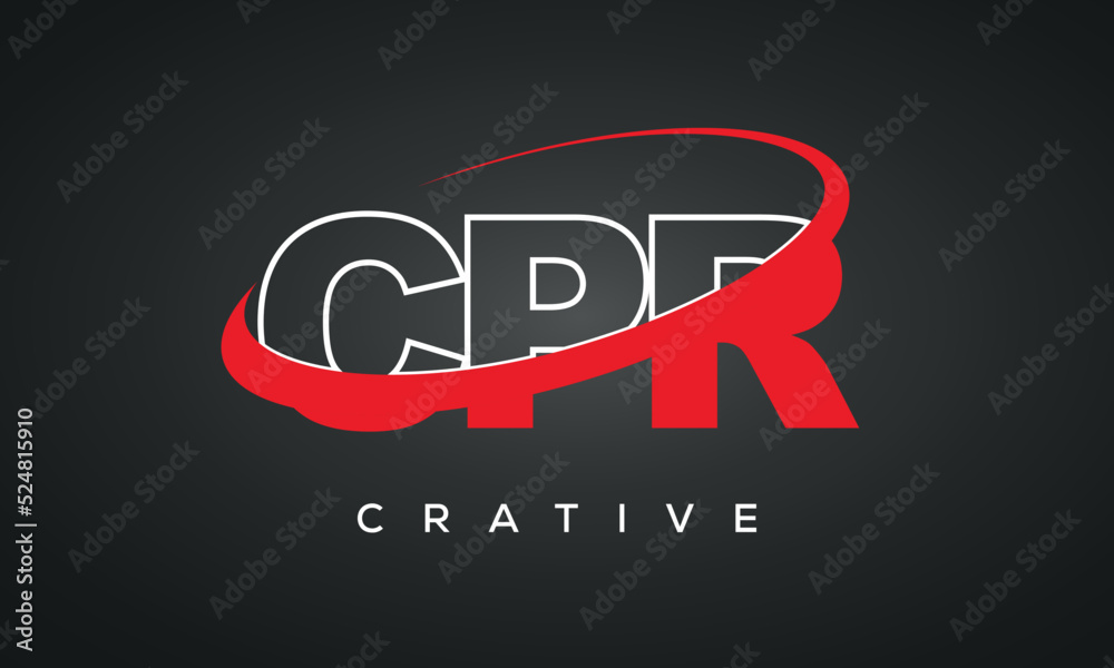 CPR letters typography monogram logo , creative modern logo icon with 360 symbol